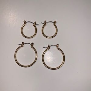 2 pairs of gold hoops (one small one medium)